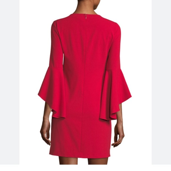 Laundry by Shelli Segal Asymmetric Ruffle Keyhole Mini Dress Red SZ 2 - Picture 2 of 14